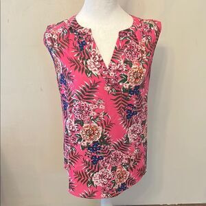 J Crew Floral Hot Pink Sleeveless Top Size 00 EUC